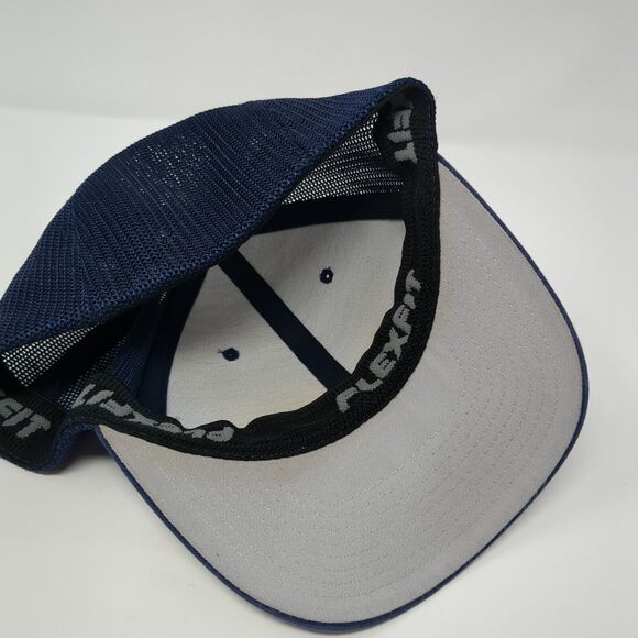Port Authority Fitted Trucker Hat Blue L/XL Flexfit Mesh Back 6 Panel Blank - Picture 6 of 8